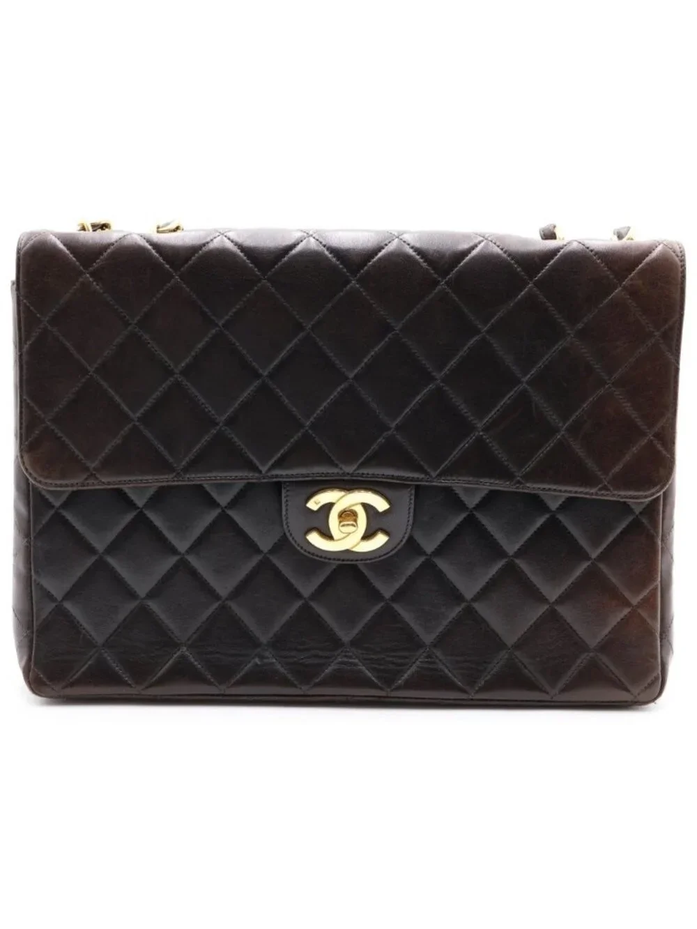 Chanel Maxi Quilted 30 Lambskin Gold Chain Shoulder Bag Black